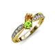 1 - Nicia Citrine and Peridot with Side Diamonds Bypass Ring 