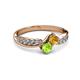 3 - Nicia Citrine and Peridot with Side Diamonds Bypass Ring 
