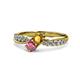 4 - Nicia Citrine and Rhodolite Garnet with Side Diamonds Bypass Ring 