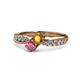 4 - Nicia Citrine and Rhodolite Garnet with Side Diamonds Bypass Ring 