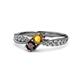 4 - Nicia Citrine and Red Garnet with Side Diamonds Bypass Ring 