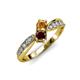 1 - Nicia Citrine and Red Garnet with Side Diamonds Bypass Ring 
