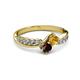 3 - Nicia Citrine and Red Garnet with Side Diamonds Bypass Ring 