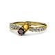 4 - Nicia Citrine and Red Garnet with Side Diamonds Bypass Ring 