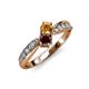 1 - Nicia Citrine and Red Garnet with Side Diamonds Bypass Ring 