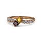 4 - Nicia Citrine and Red Garnet with Side Diamonds Bypass Ring 