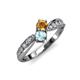 1 - Nicia Citrine and Aquamarine with Side Diamonds Bypass Ring 