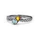 4 - Nicia Citrine and Aquamarine with Side Diamonds Bypass Ring 