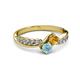 3 - Nicia Citrine and Aquamarine with Side Diamonds Bypass Ring 