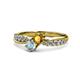 4 - Nicia Citrine and Aquamarine with Side Diamonds Bypass Ring 