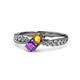 4 - Nicia Citrine and Amethyst with Side Diamonds Bypass Ring 