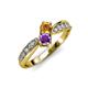 1 - Nicia Citrine and Amethyst with Side Diamonds Bypass Ring 
