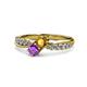 4 - Nicia Citrine and Amethyst with Side Diamonds Bypass Ring 