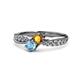4 - Nicia Citrine and Blue Topaz with Side Diamonds Bypass Ring 