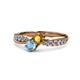 4 - Nicia Citrine and Blue Topaz with Side Diamonds Bypass Ring 
