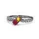4 - Nicia Citrine and Ruby with Side Diamonds Bypass Ring 