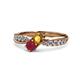 4 - Nicia Citrine and Ruby with Side Diamonds Bypass Ring 
