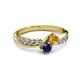 3 - Nicia Citrine and Blue Sapphire with Side Diamonds Bypass Ring 