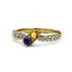 4 - Nicia Citrine and Blue Sapphire with Side Diamonds Bypass Ring 