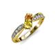 1 - Nicia Citrine and Yellow Sapphire with Side Diamonds Bypass Ring 