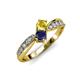 1 - Nicia Yellow and Blue Sapphire with Side Diamonds Bypass Ring 
