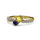 4 - Nicia Yellow and Blue Sapphire with Side Diamonds Bypass Ring 