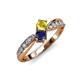 1 - Nicia Yellow and Blue Sapphire with Side Diamonds Bypass Ring 