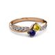 3 - Nicia Yellow and Blue Sapphire with Side Diamonds Bypass Ring 