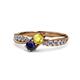 4 - Nicia Yellow and Blue Sapphire with Side Diamonds Bypass Ring 