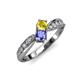 1 - Nicia Yellow Sapphire and Tanzanite with Side Diamonds Bypass Ring 