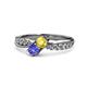 4 - Nicia Yellow Sapphire and Tanzanite with Side Diamonds Bypass Ring 