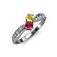 1 - Nicia Yellow Sapphire and Ruby with Side Diamonds Bypass Ring 