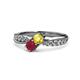 4 - Nicia Yellow Sapphire and Ruby with Side Diamonds Bypass Ring 
