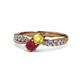 4 - Nicia Yellow Sapphire and Ruby with Side Diamonds Bypass Ring 