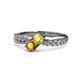 4 - Nicia Yellow Sapphire and Citrine with Side Diamonds Bypass Ring 
