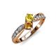 1 - Nicia Yellow Sapphire and Citrine with Side Diamonds Bypass Ring 