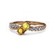 4 - Nicia Yellow Sapphire and Citrine with Side Diamonds Bypass Ring 