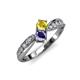 1 - Nicia Yellow Sapphire and Iolite with Side Diamonds Bypass Ring 