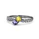 4 - Nicia Yellow Sapphire and Iolite with Side Diamonds Bypass Ring 