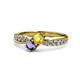 4 - Nicia Yellow Sapphire and Iolite with Side Diamonds Bypass Ring 