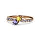 4 - Nicia Yellow Sapphire and Iolite with Side Diamonds Bypass Ring 