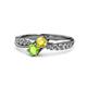 4 - Nicia Yellow Sapphire and Peridot with Side Diamonds Bypass Ring 