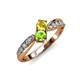 1 - Nicia Yellow Sapphire and Peridot with Side Diamonds Bypass Ring 
