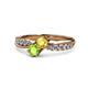 4 - Nicia Yellow Sapphire and Peridot with Side Diamonds Bypass Ring 