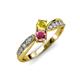 1 - Nicia Yellow Sapphire and Rhodolite Garnet with Side Diamonds Bypass Ring 