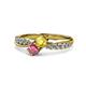 4 - Nicia Yellow Sapphire and Rhodolite Garnet with Side Diamonds Bypass Ring 