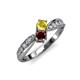 1 - Nicia Yellow Sapphire and Red Garnet with Side Diamonds Bypass Ring 