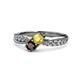 4 - Nicia Yellow Sapphire and Red Garnet with Side Diamonds Bypass Ring 