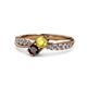 4 - Nicia Yellow Sapphire and Red Garnet with Side Diamonds Bypass Ring 