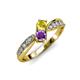 1 - Nicia Yellow Sapphire and Amethyst with Side Diamonds Bypass Ring 